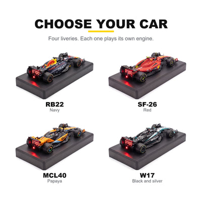 Choose your car: Red Bull RB22, Ferrari SF-26, McLaren MCL40, Mercedes W17