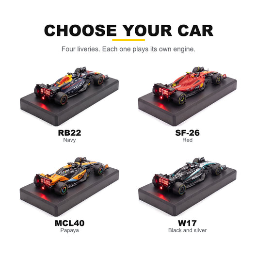 Choose your car: Red Bull RB22, Ferrari SF-26, McLaren MCL40, Mercedes W17